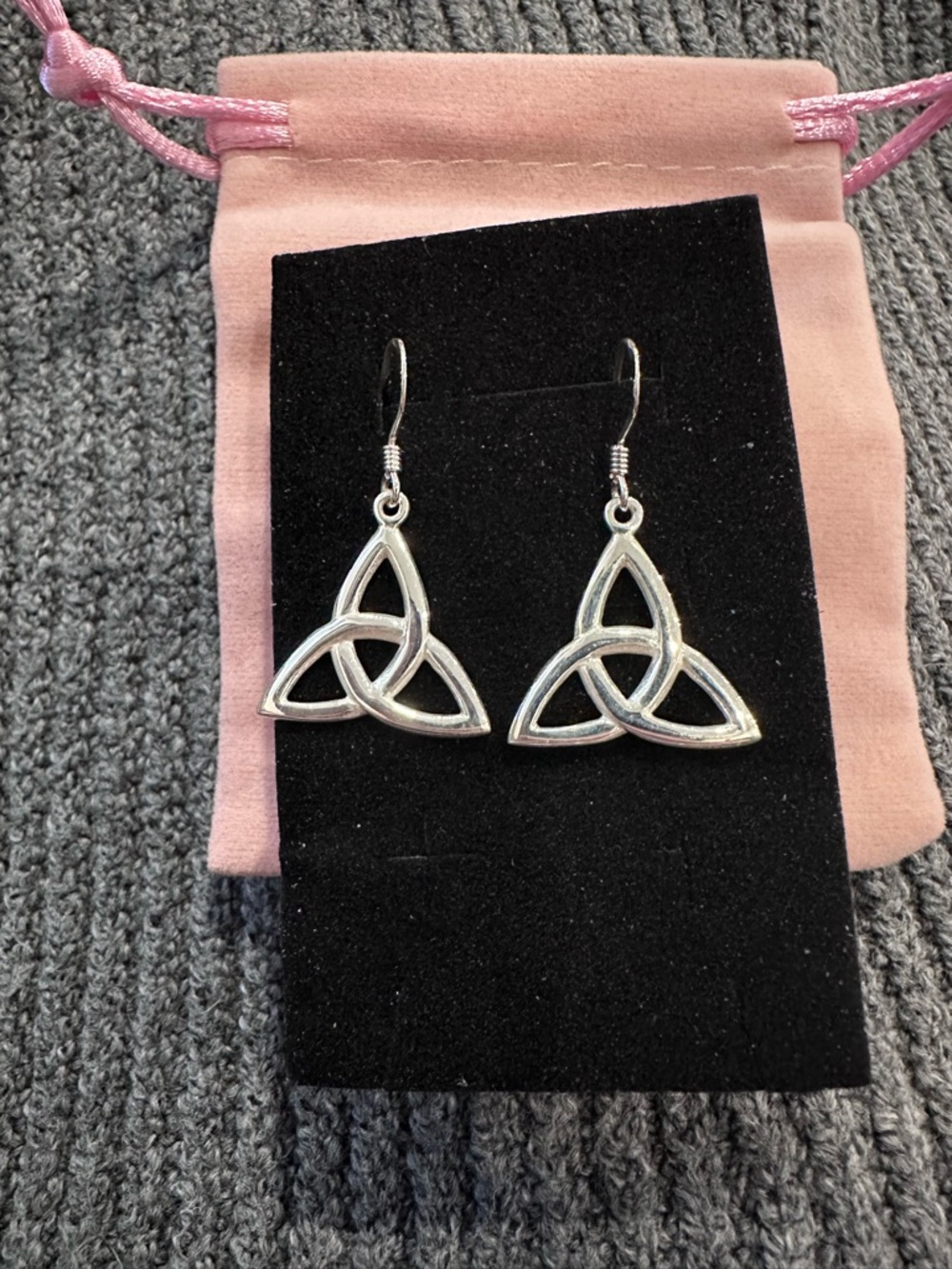 Trinity Knot Drop Earrings - Silver Tone Celtic Dangle
